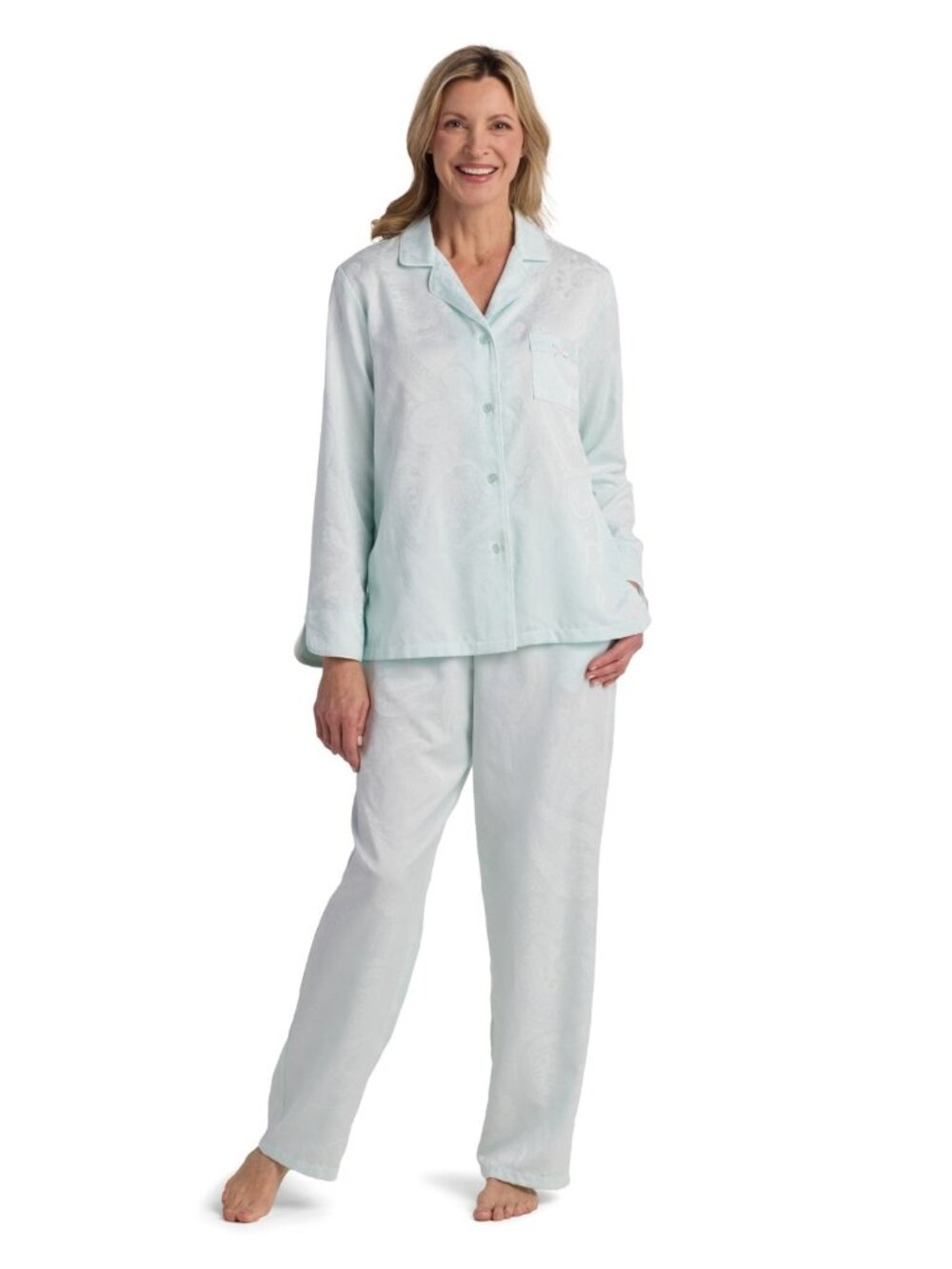 #2408 Miss Elaine Petite 2-Piece Long Sleeve Top and Pull-on Pants Pajama Set
